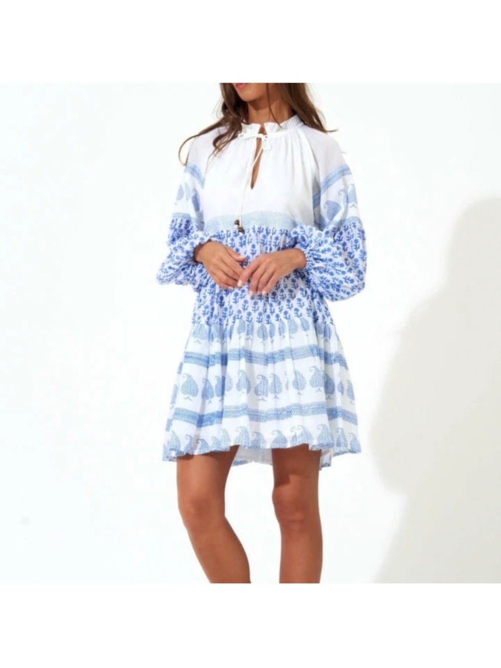 Oliphant 🌸White and Blue Patterned Dress